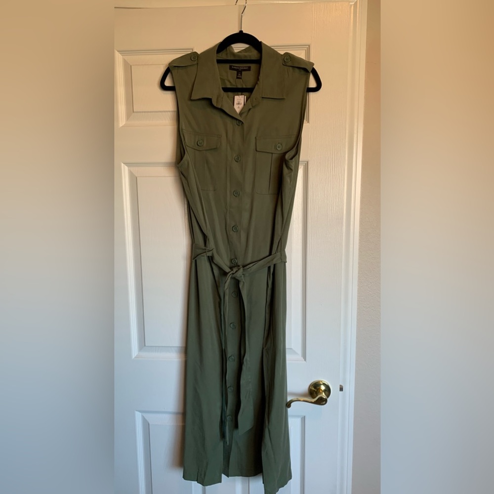 Banana Republic Factory tencel button up shirt dress. XL Tall army green.